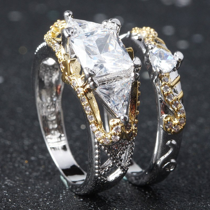TYPE JEWELRY color heart zircon ring For women 2 pieces
