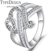 TYPE JEWELRY creative love hollow heart shaped female ring, bow tie art simple sapphire ring Holid gifts