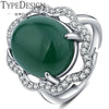 TYPE JEWELRY emerald female ring, agate group, zircon ring opening, holid gift.