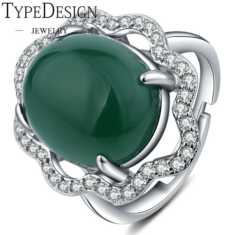 TYPE JEWELRY emerald female ring, agate group, zircon ring opening, holid gift.