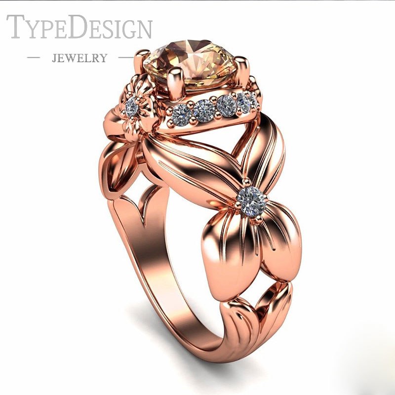 TYPE JEWELRY fashion butterfly ring with micro mount zircon For women