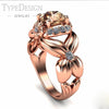 TYPE JEWELRY fashion butterfly ring with micro mount zircon For women