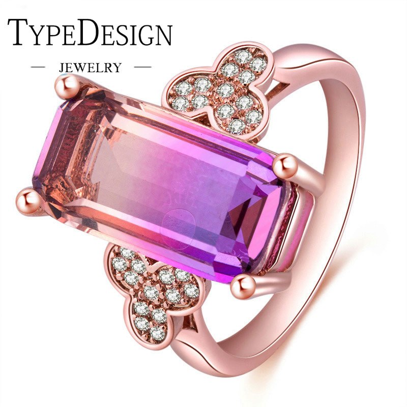 TYPE JEWELRY lovely flower tourmaline zircon ring for women