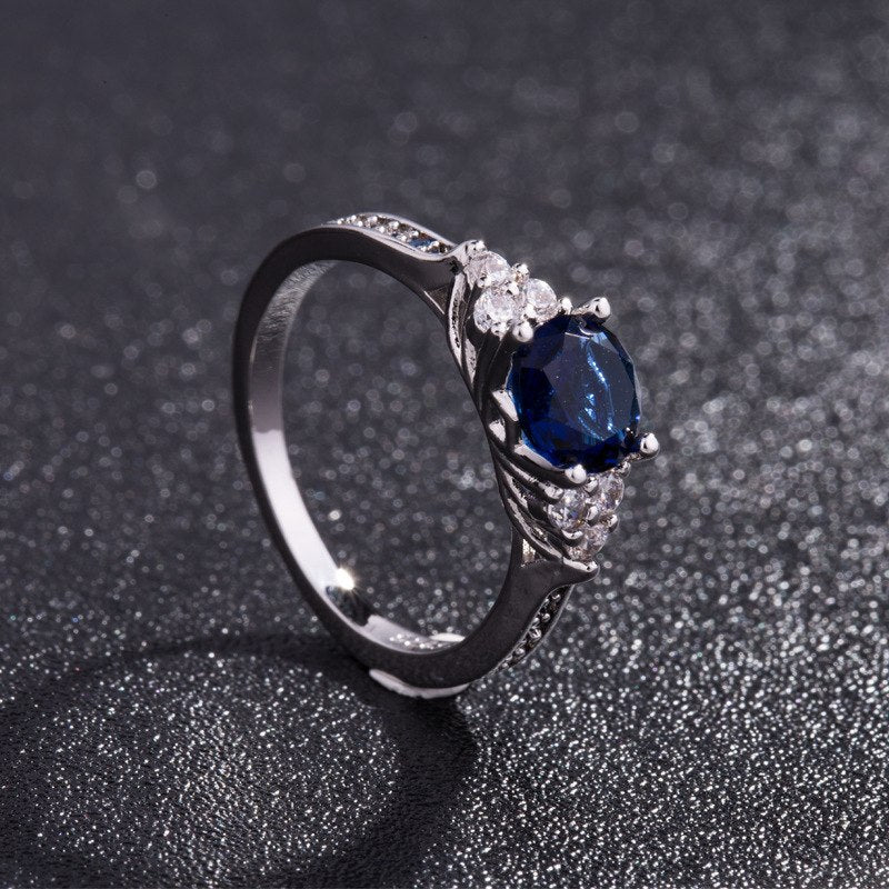 TYPE JEWELRY sapphire zircon ring for women 925 silver princess engagement ring
