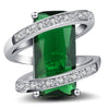 TYPE JEWELRY925 Silver Fashion long green emerald zircon simulation, tourmaline emerald female ring, ball ring, birthd gift
