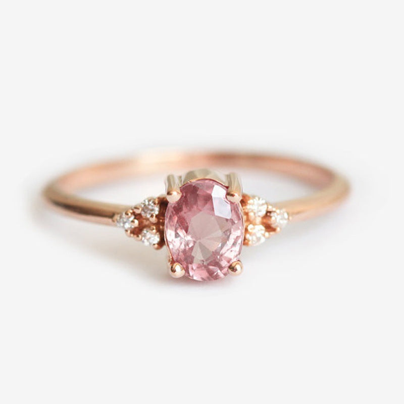 TYPE JEWLRY Pink Sapphire Ring Morganite jewelry oval cut natural pink sapphire zircon female ring   jewelry