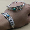 Takahashi Goro Ohlang Retro Thai Silver Fashion Ethnic Couple Jewelry S925 Sterling Silver Handmade Turquoise Feather Bracelet