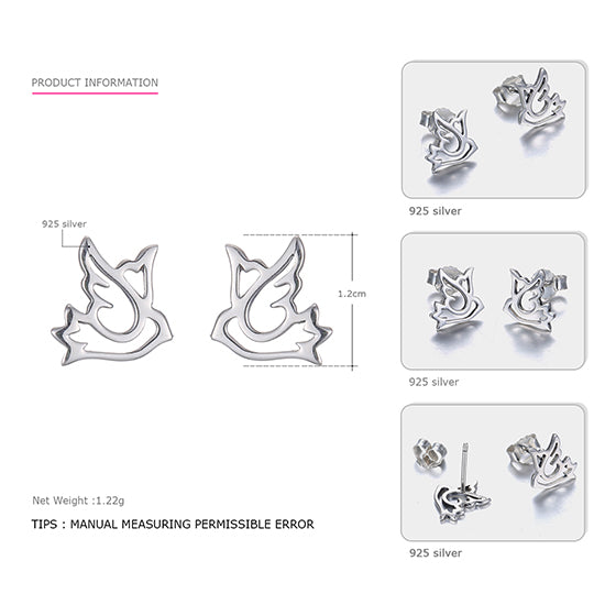 100% Soild 925 Sterling Silver Stud Earrings for Women Geometric Shape Simple But Elegant Earrings Brand Fine Jewelry