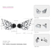 925 Silver Wings Stud Earrings For Women Punk Earrings Simple White Black Zircon Clear Feather Trendy Fine Jewelry