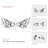 925 Silver Wings Stud Earrings For Women Punk Earrings Simple White Black Zircon Clear Feather Trendy Fine Jewelry