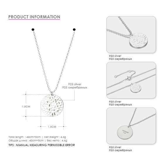 925 Silver Women Statement Pendant Necklace Gold Color Classic Geometric Shape Fashion Jewelry Necklace For Women Friends