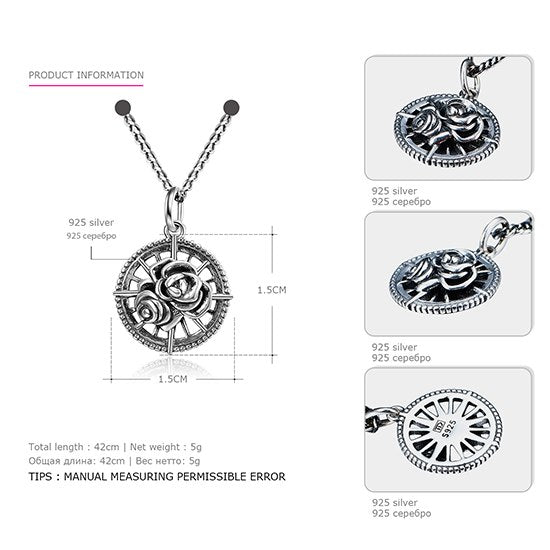 925 Sterling-Silver-Jewelry Suspension Necklace for Women Flower Pendants Statement Necklace 2020 Spring Collection