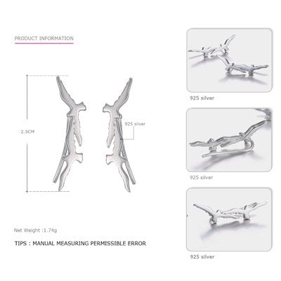 Authentic 925 Sterling Silver Hook Earrings for Women Consecutive Triangle Modeling Stud Earrings Brand Fine Jewelry