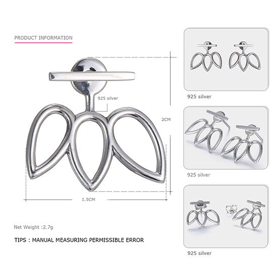 Authentic 925 Sterling Silver Stud Earrings for Women Geometric Pattern Individuality Stud Earrings Brand Fine Jewelry