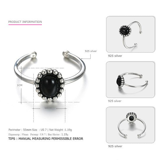 Authentic 925 Sterling Silver Women's Rings Vintage and Casual Style Adjustable Finger Rings Silver 925 Jewelry