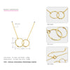 Crossed Double Circle Necklace 925 Silver Simple Double Circle Gold Necklace Women Fine Jewelry Hoop Pendant Necklace