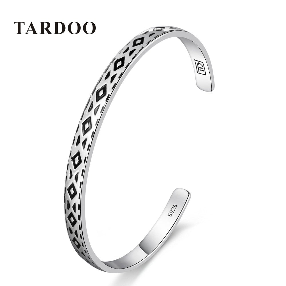 Genuine 925 Sterling Silver Bangles&Bracelets for Women round triangle Design Classic Style Full Cuff Bangle Fine Jewelry
