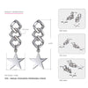 Genuine 925 Sterling Silver Long Earrings for Women Five-Pointed-Star&Spiral Shape Angeling Earrings Brand Fine Jewelry