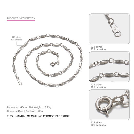 Genuine 925 Sterling Silver Necklaces for Women Particle Shape Charming Elegant Statement Necklaces Brand Fine Jewelry