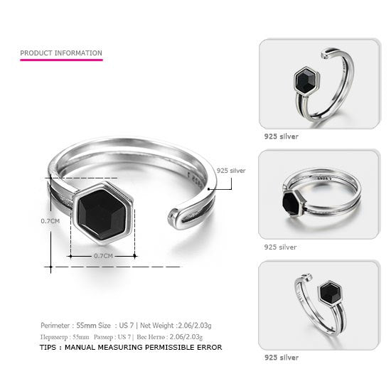 Genuine 925 Sterling Silver Open Adjustable Ring Casual & Classic Style Wedding Engagement Silver Jewelry Women's Rings