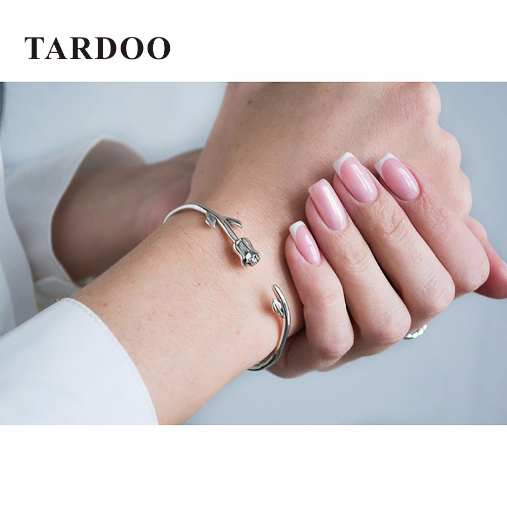 Genuine Sterling Silver Bracelets for Women Rose Romantic Style Bracelets&Bangles Silver 925 Jewelry