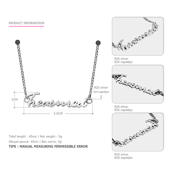 Geuine Sterling Silver Personality Pendant Statement Necklace for Women Choker Necklace Silver 925 Jewelry