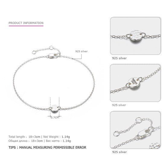 Gold Circle Bracelets 925 Silver Cylinder Trendy Charm Bracelet Women Fine Jewelry Simple Gold Chain Link Party Bracelets