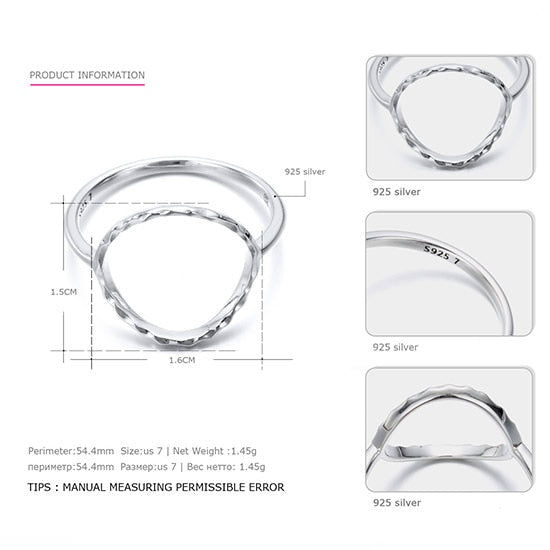 Gold Circle Rings 925 Silver Cute Geometry Ring Fashion Jewelry For Women Lovely Simple Curved Circle Party Rings