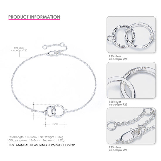 Gold Color 925 Sterling Silver Bracelets Classic Minima Bracelet for Women Simple Chain Link Fine Jewelry Bracelets