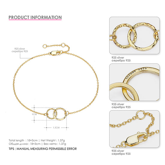 Gold Color 925 Sterling Silver Bracelets Classic Minima Bracelet for Women Simple Chain Link Fine Jewelry Bracelets