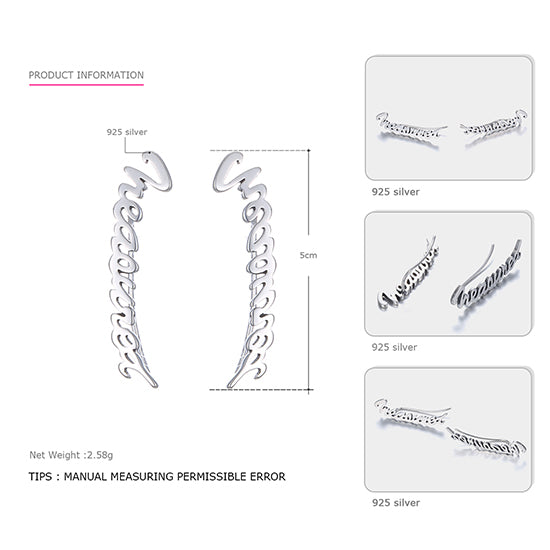 Hook Earrings 925 Sterling Silver for Women Alphabet Elegant And Graceful Hook Earrings Brand Fine Jewelry