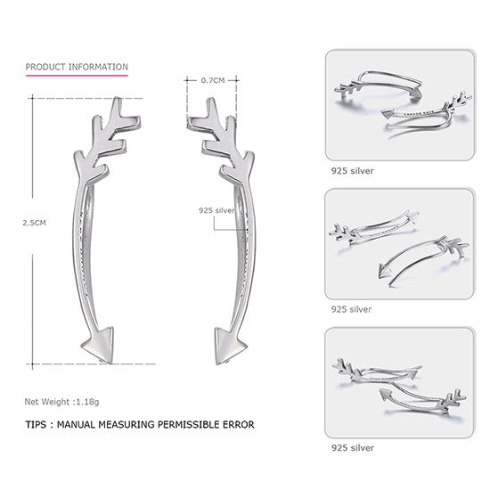 Hook Earrings for Women 925 Sterling Silver New Design Arrow Modelling Delicating Cute Stud Earrings Fine Jewelry brinco