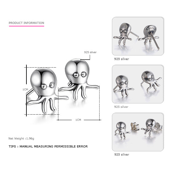 Hot Selling 925 Sterling Silver Stud Earrings for Women New design fish Cute Exquisite Earrings Brand Fine Jewelry