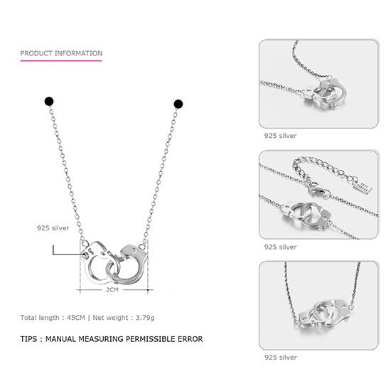 Necklaces for women 925 Sterling Silver Necklaces & Pendants Double lock Casual Fine jewelry Choker Colar Charms Elegance