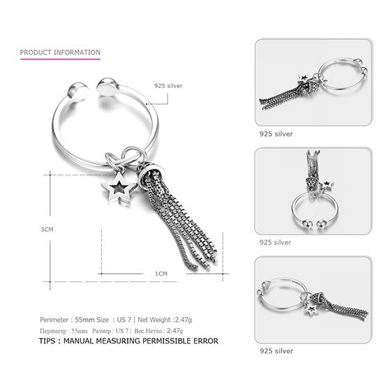 New Arrival 925 Sterling Silver Rings for Women Tassel Design Elegant Lovely Style Wedding Rings Silver 925 Jewelry