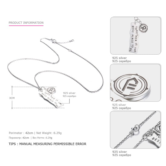 Original 925 Sterling Silver Necklaces for Women Together Is The Best To Be Statement Necklaces Brand Fine Jewelry