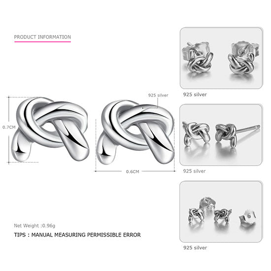 Original 925 Sterling Silver stud earrings for Women Geometric Pattern Delicating Stud Earrings Brand Fine Jewelry