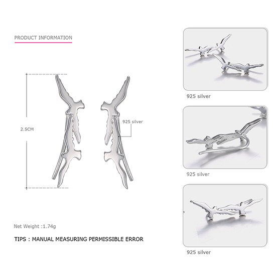 Oringial Sterling Silver Stud Earrings for Women Shape Casual&Trendy Style Earrings Silver 925 Jewelry