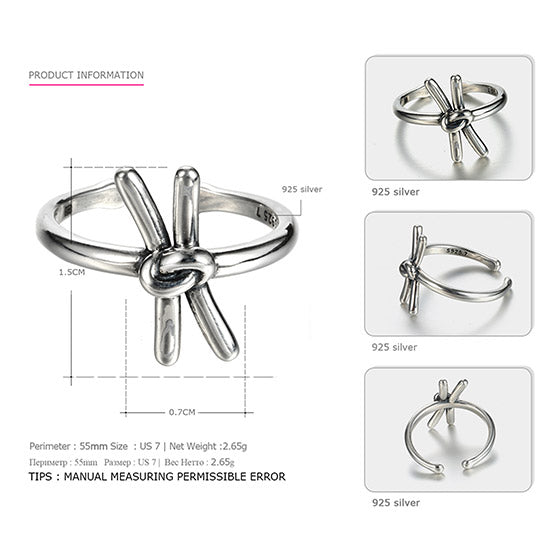 Oringinal Sterling Silver Finger Rings for Women Victory Sign Classic&Casual Style Infinity Rings Silver 925 Jewelry