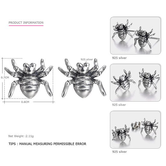 Promotion 925 Sterling Silver Stud Earring for Women Inspiration Within Peculiar Insect Scuplt Earring Brand Fine Jewelry