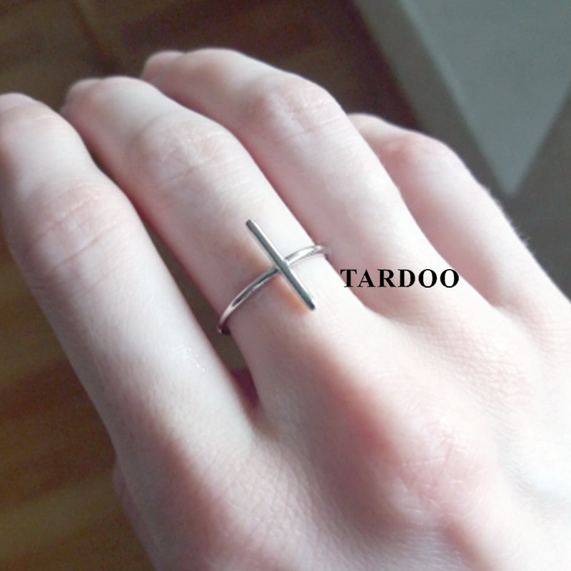 Punk Rock Style Minimalist Cross Rings for Women & Man S 925 Sterling Sliver Adjustable Rings Cuff Rings Fine Jewelry