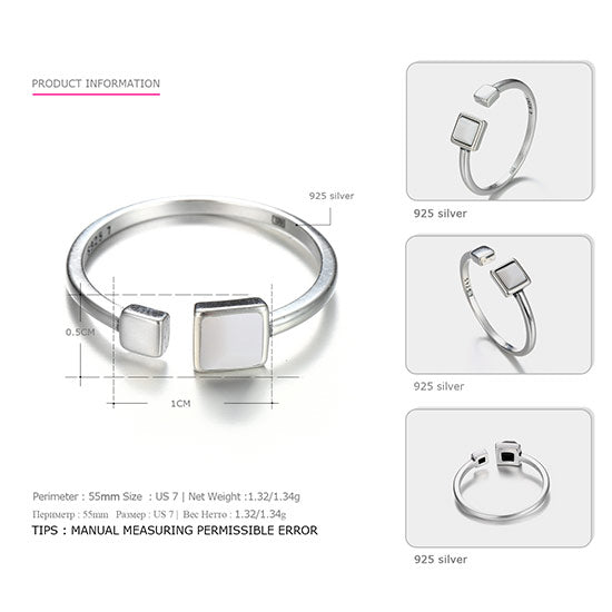 Really 925 Sterling Silver Geometry Black Rings Agate Inl Casual& Sporty Style Anniversary Brand Fine Jewelry for Women