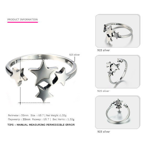 Star Trail Stackable Finger Rings for Women Wedding&Engagement Genuine 925 Sterling Silver Jewelry 2020 New Collection