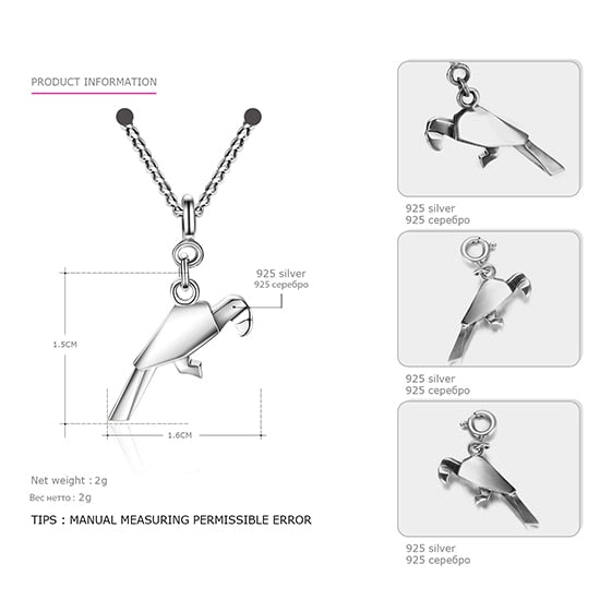 Sterling Silver Pendants & Chain Necklace for Women Popular Bird Animal Statement Necklaces Sterling-Silver-Jewelry