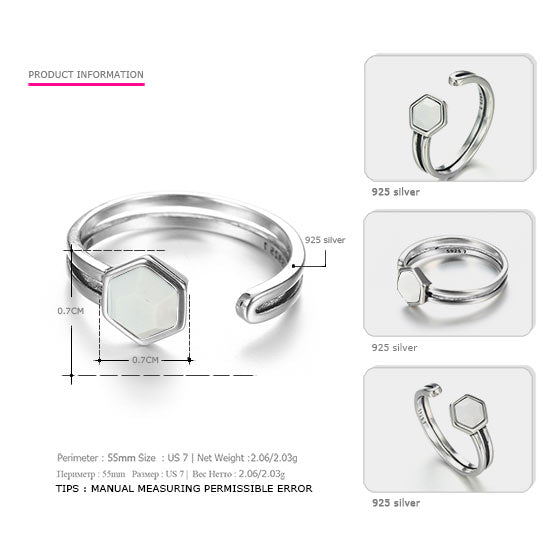 Women's Rings 925 Sterling Silver Open Adjustable Ring Casual & Classic Style Wedding Engagement Silver Jewelry Retro