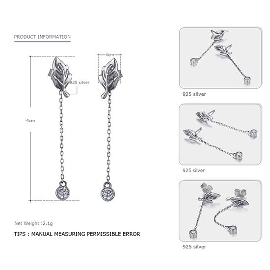 statement real silver long earrings for women dangle hanging earring 925 sterling-silver luxury fine jewelry bijouterie