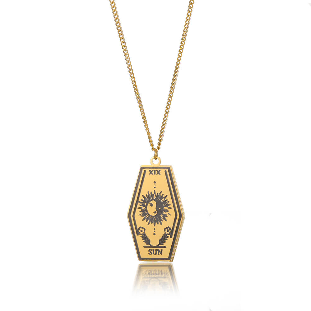 Tarot Card Pendant Necklace for Women Stainless Steel Gold Color Aesthetic Necklaces 2023 Trend Jewelry Christmas Gift collares