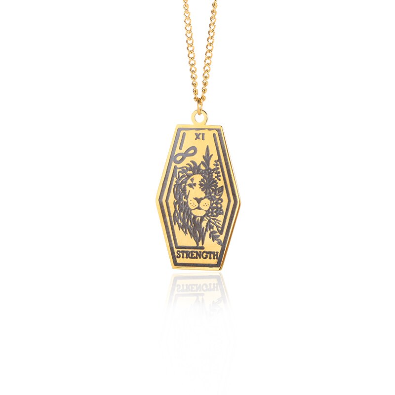 Tarot Card Pendant Necklace for Women Stainless Steel Gold Color Aesthetic Necklaces 2023 Trend Jewelry Christmas Gift collares