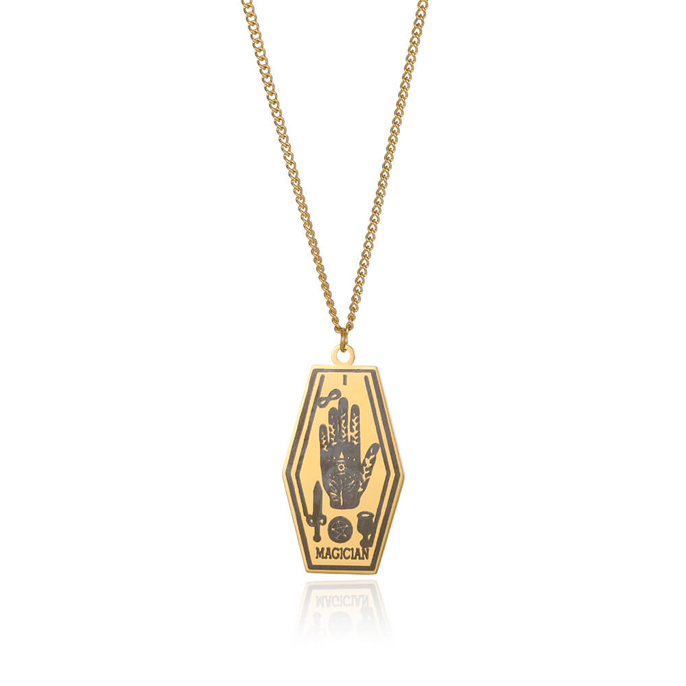 Tarot Card Pendant Necklace for Women Stainless Steel Gold Color Aesthetic Necklaces 2023 Trend Jewelry Christmas Gift collares