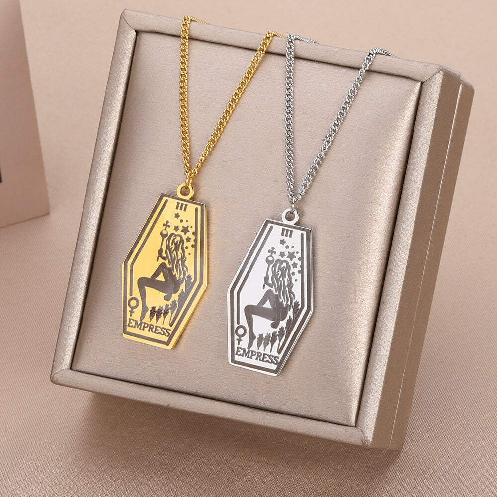 Tarot Card Pendant Necklace for Women Stainless Steel Gold Color Aesthetic Necklaces 2023 Trend Jewelry Christmas Gift collares